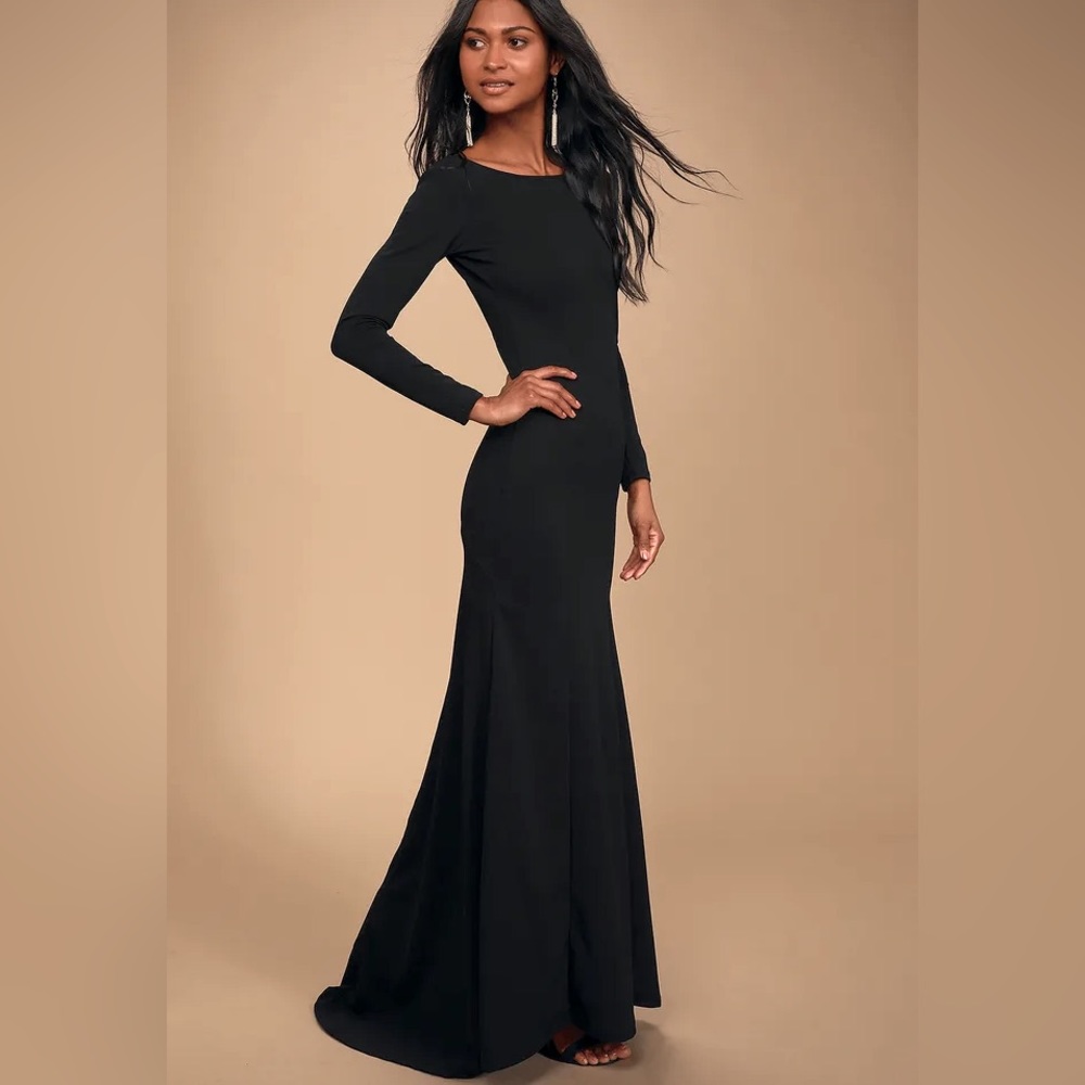 Lulu’s black formal long sleeve evening gown